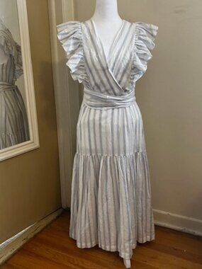 Rebecca Taylor Summer Blue and White Ruffled Dress